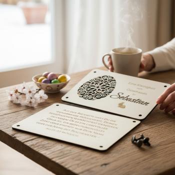 Holzkarte zu Ostern: Stilvolle Geldgeschenke personalisiert mit Namen – Die perfekte Geschenkidee für deine Liebsten!